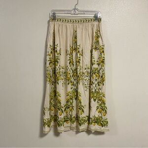 Max Studio Skirt Women’s Size Medium Cream Lemon Tree Midi skirt Linen blend